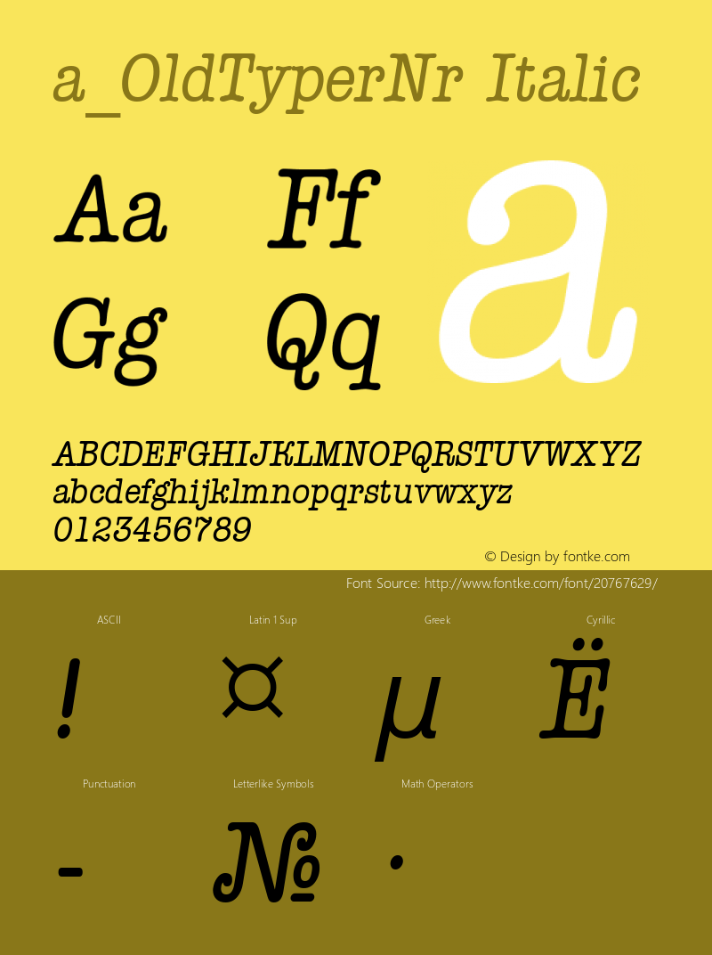 a_OldTyperNr Italic Macromedia Fontographer 4.1 5.12.97图片样张