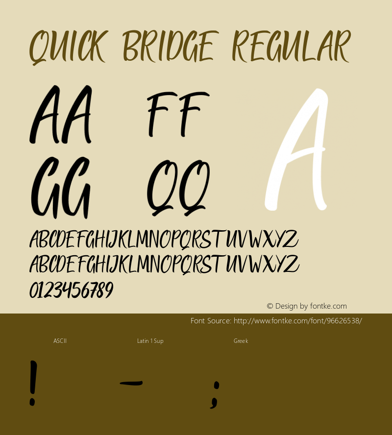 QUICK BRIDGE Version 1.00;October 30, 2020;FontCreator 11.5.0.2422 64-bit图片样张