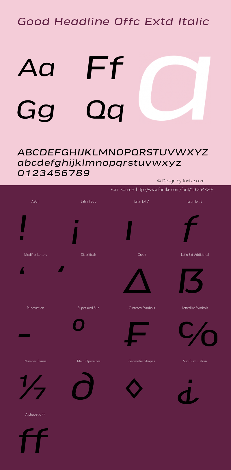 Good Head Offc Extd Italic Version 7.504; 2014; Build 1020图片样张