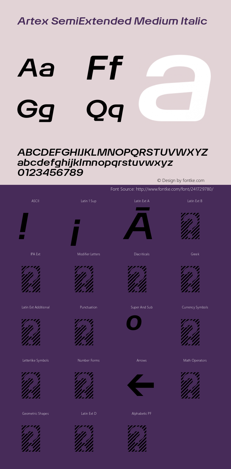 Artex SemiExtended Medium Italic Version 1.005图片样张