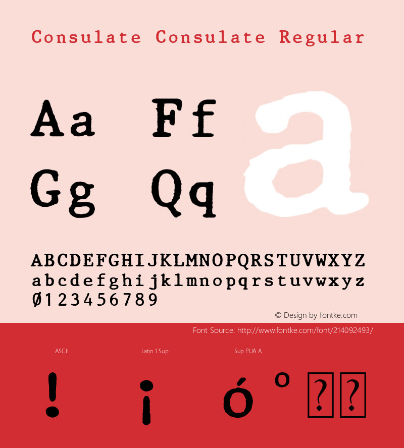 Consulate Consulate Regular Version 1.100;November 26, 2021;FontCreator 14.0.0.2814 64-bit图片样张