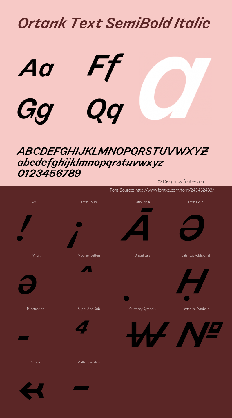 Ortank Text SemiBold Italic Version 1.000 | web-ttf图片样张