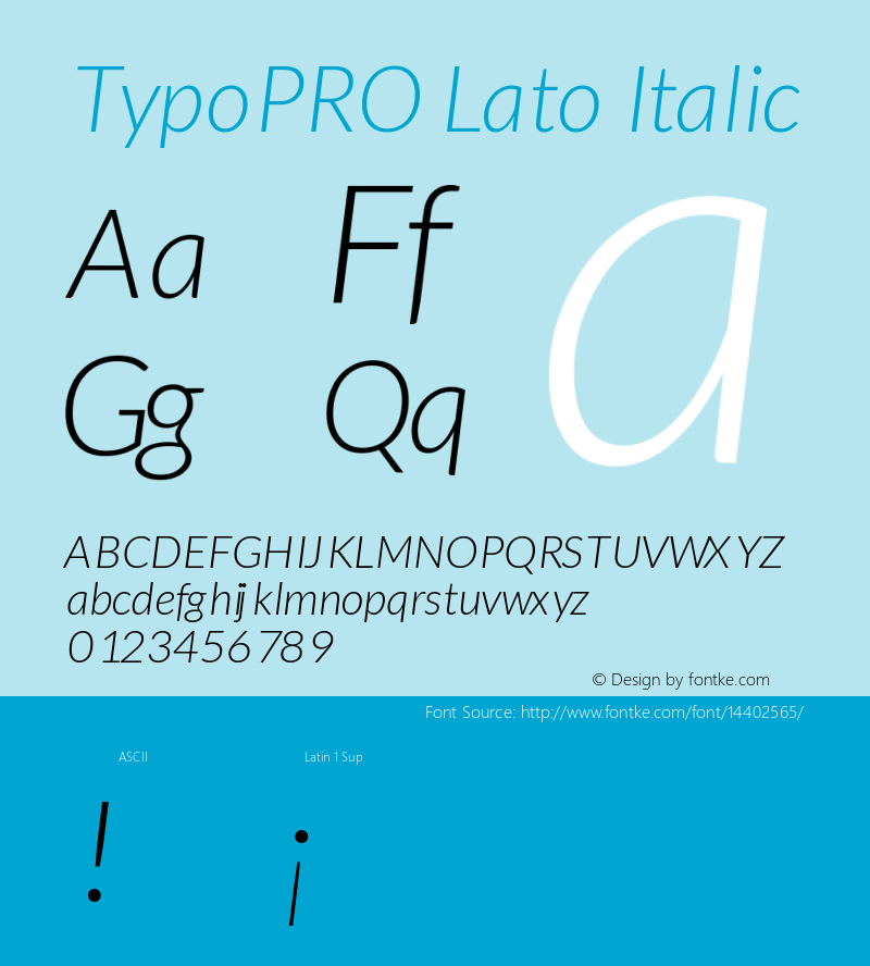 TypoPRO Lato Italic Version 1.105; Western+Polish opensource图片样张