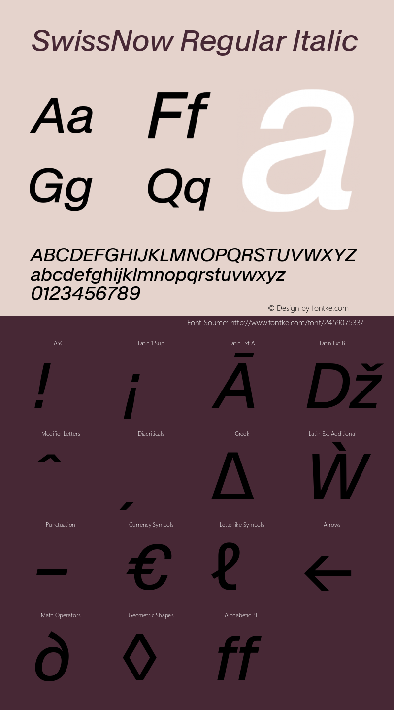 SwissNow Regular Italic Version 1.000图片样张