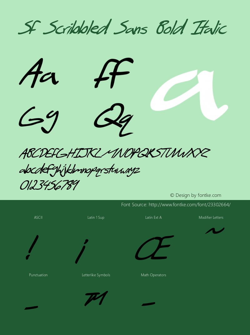 SF Scribbled Sans Bold Italic v1.0 - Freeware图片样张