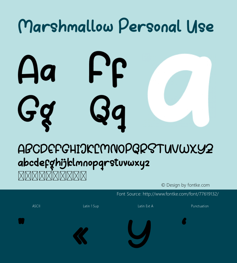 Marshmallow Personal Use Version 1.001;Fontself Maker 3.5.1图片样张