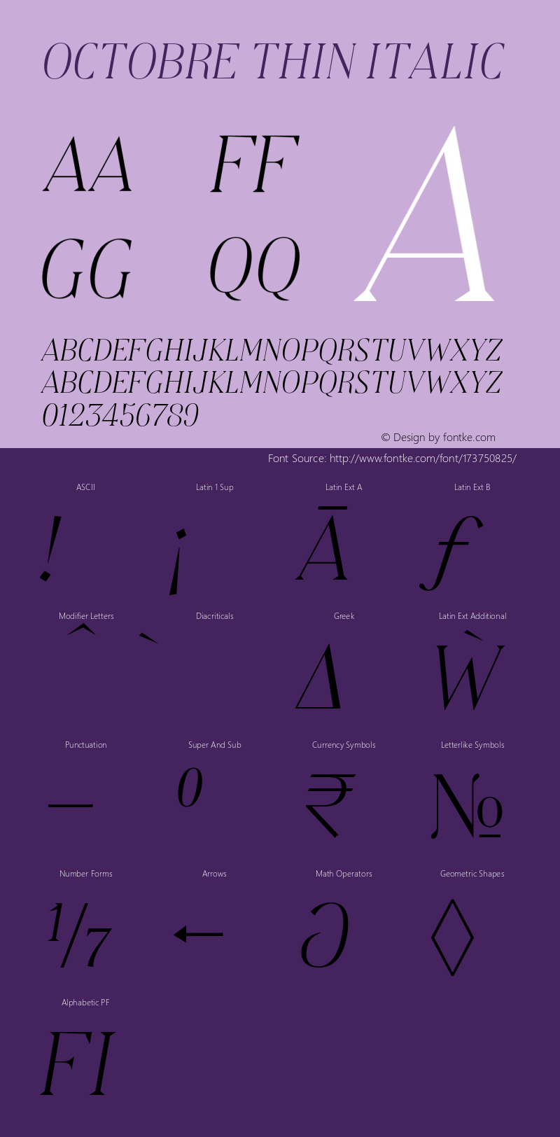 Octobre Thin Italic Version 1.003;PS 001.003;hotconv 1.0.88;makeotf.lib2.5.64775图片样张