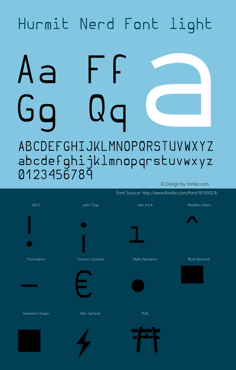 Hurmit Nerd Font light Version 1.21;Nerd Fonts 0.8.图片样张
