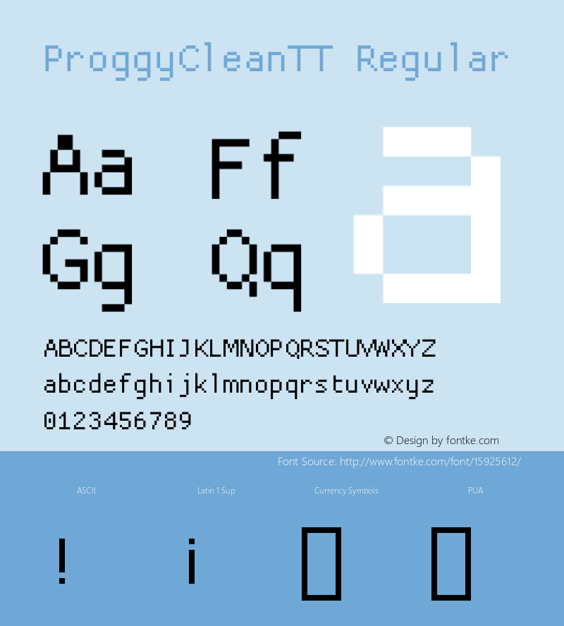 ProggyCleanTT Regular 2004/04/15图片样张