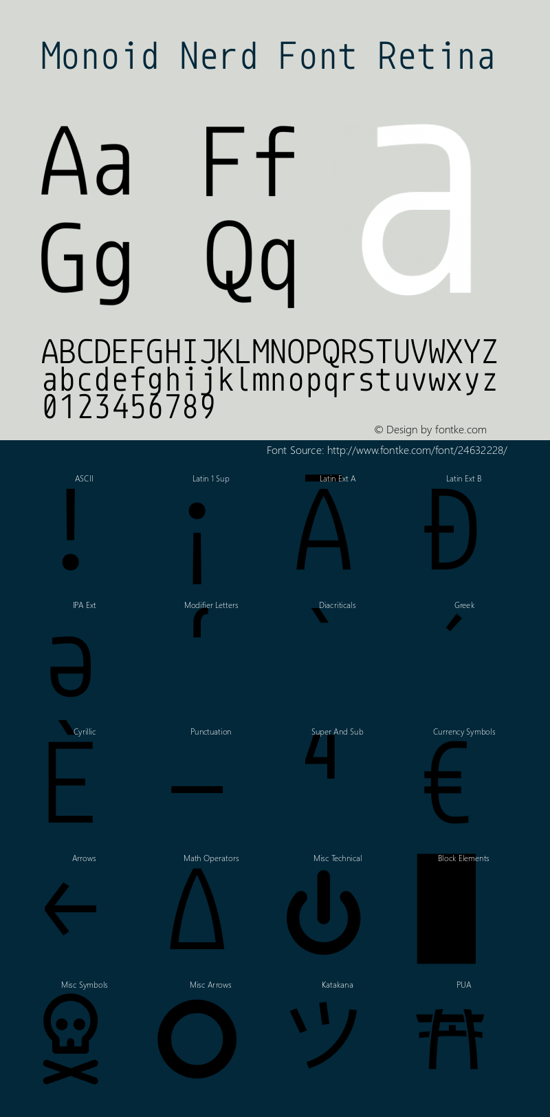 Monoid Retina Nerd Font Complete Version 0.62;Nerd Fonts 1.2.图片样张