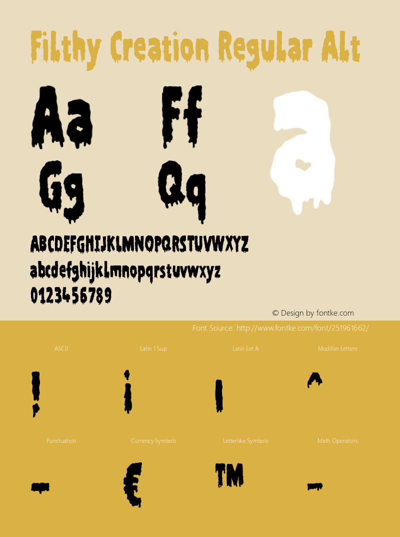 FilthyCreationRegularAlt Version 1.002;Fontself Maker 3.5.8图片样张