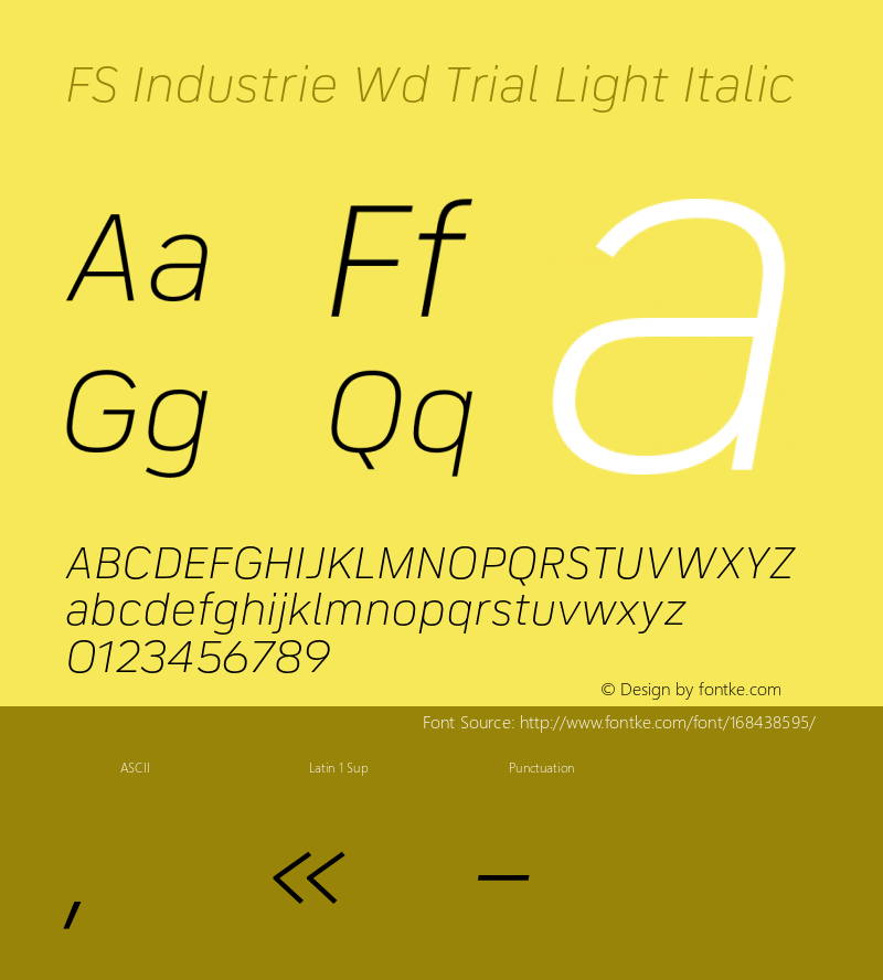 FS Industrie Wd Trial Light Italic Version 1.002;PS 001.002;hotconv 1.0.88;makeotf.lib2.5.64775图片样张