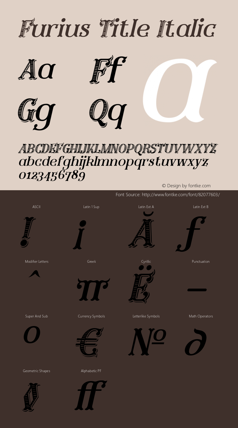 Furius-TitleItalic Version 1.001图片样张