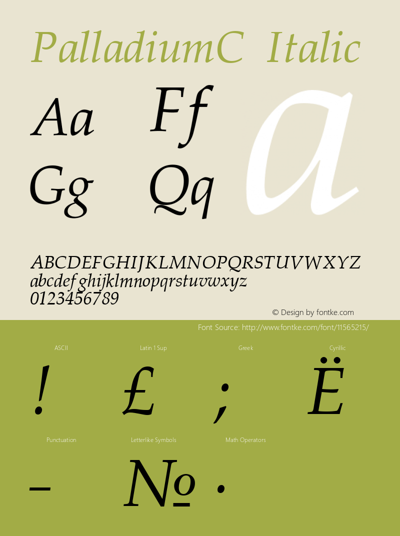 PalladiumC Italic Version 001.001图片样张