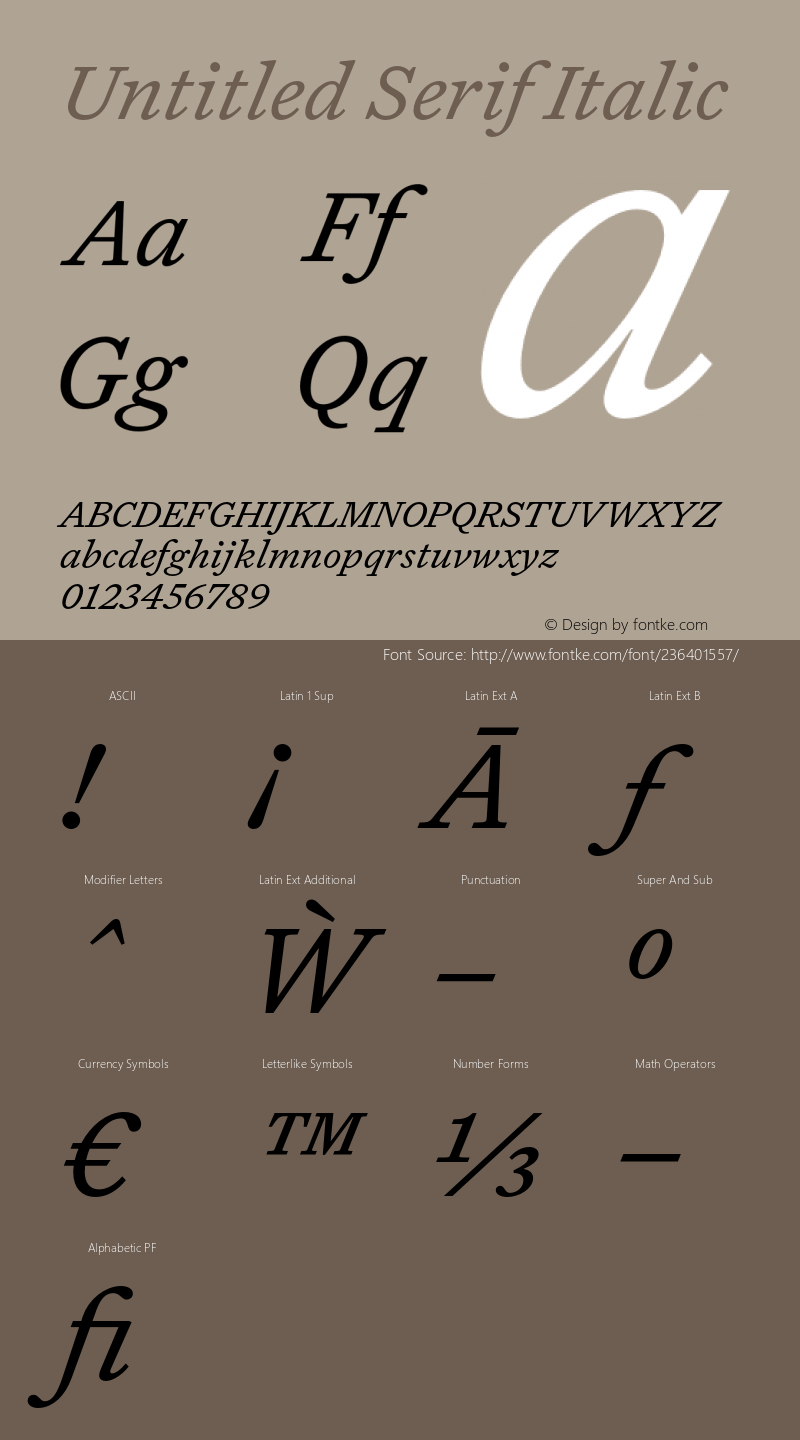 Untitled Serif Italic Version 1.000;PS 1.0;hotconv 16.6.51;makeotf.lib2.5.65220图片样张