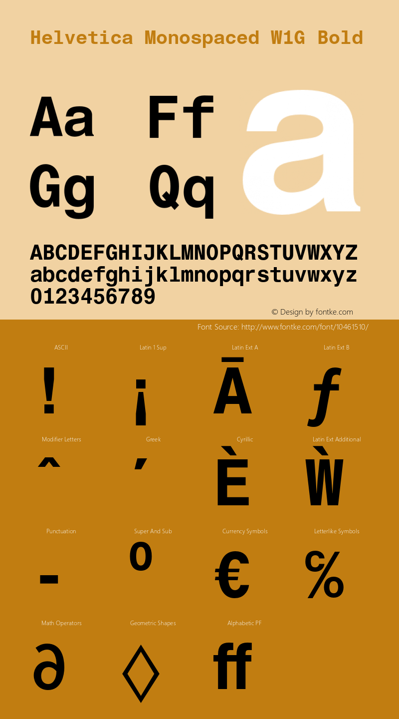 Helvetica Monospaced W1G Bold Version 1.00图片样张