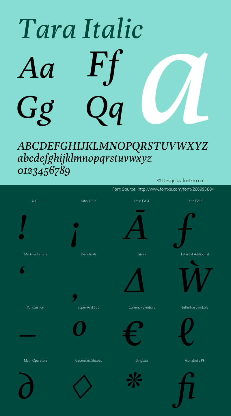 Tara Italic Version 1.0图片样张