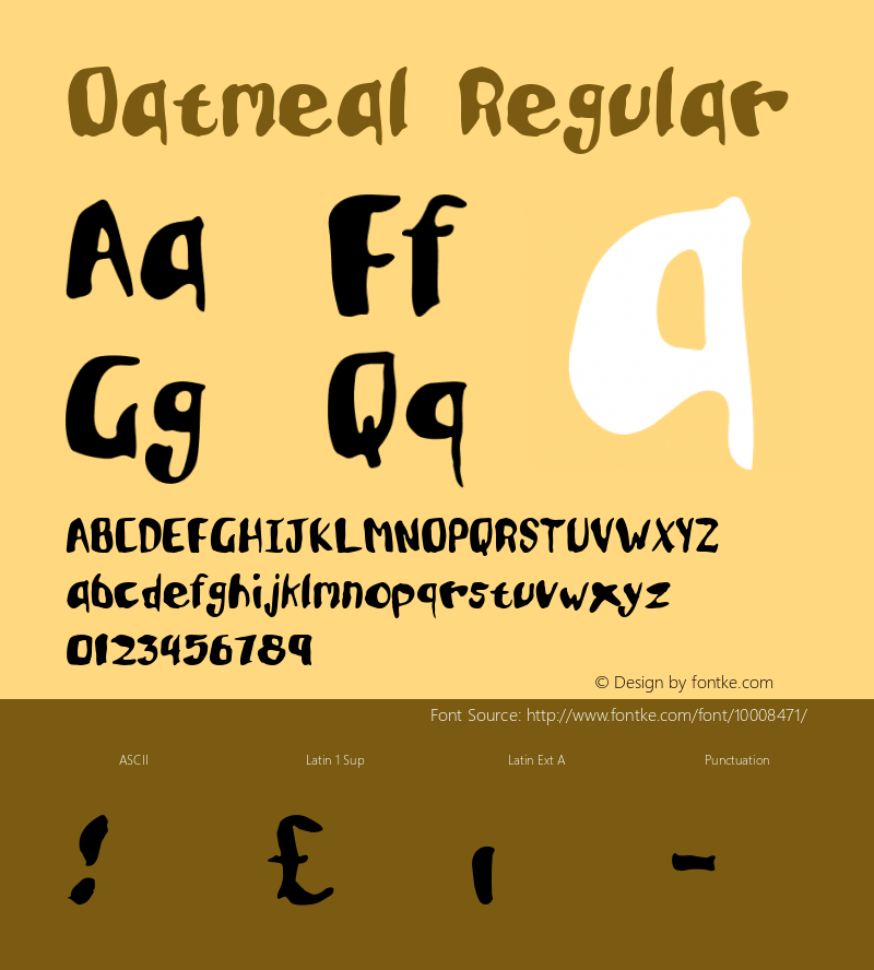 Oatmeal Regular Altsys Fontographer 4.0.4D2 2/20/97图片样张