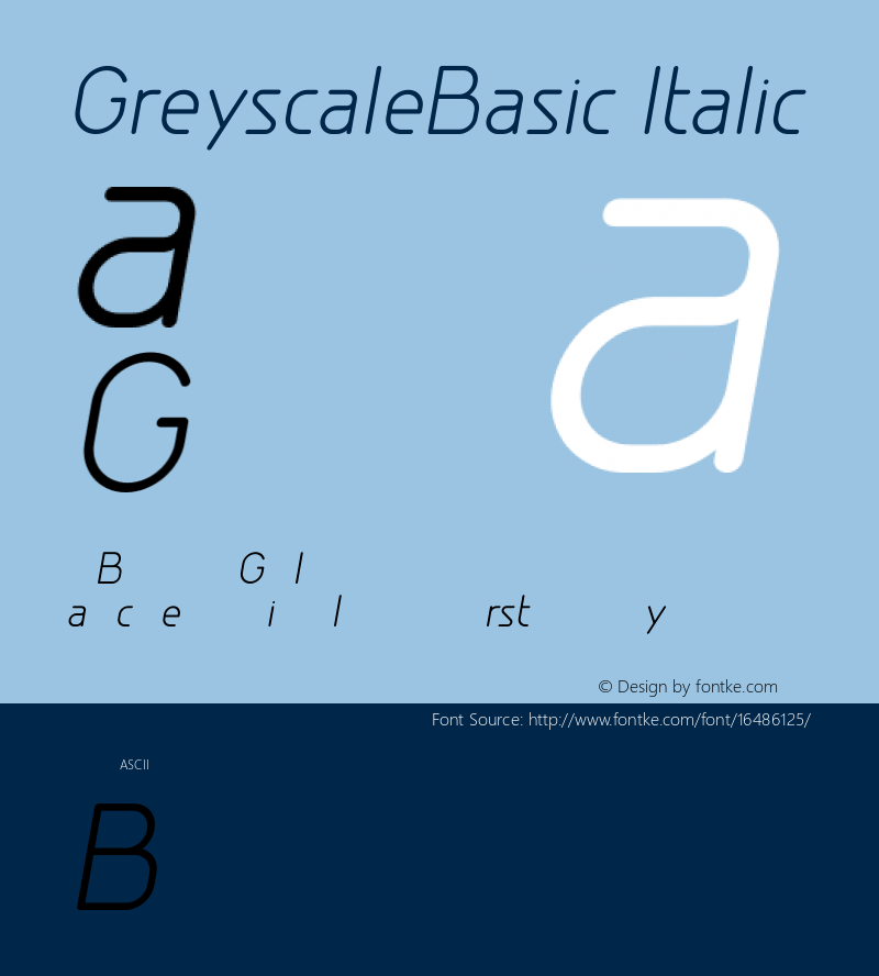 GreyscaleBasic Italic Version 001.000图片样张