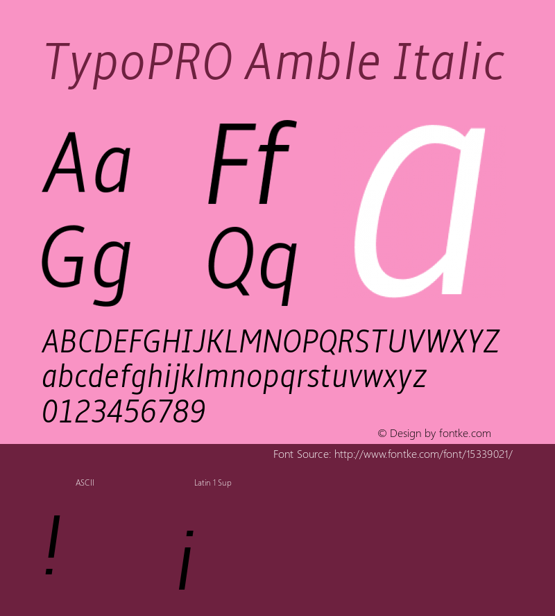 TypoPRO Amble Italic Version 1.00000; 2009图片样张