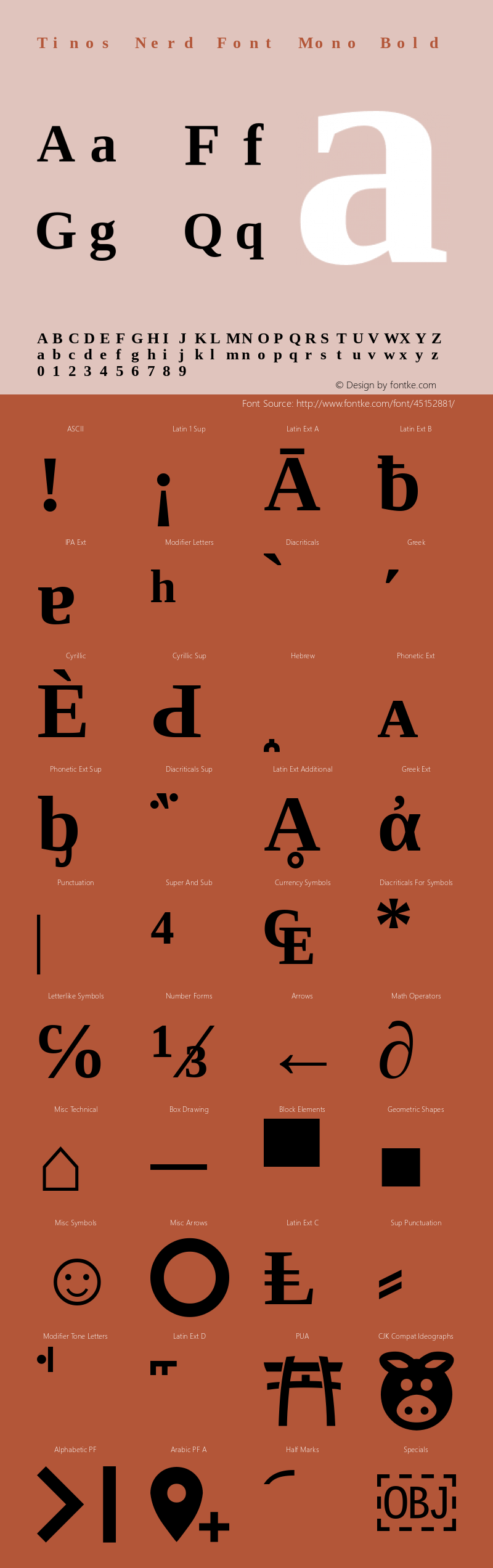 Tinos Bold Nerd Font Complete Mono Version 1.23图片样张