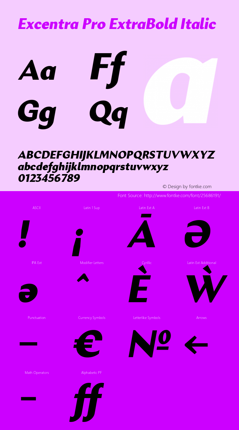 Excentra Pro ExtraBold Italic Version 001.000图片样张