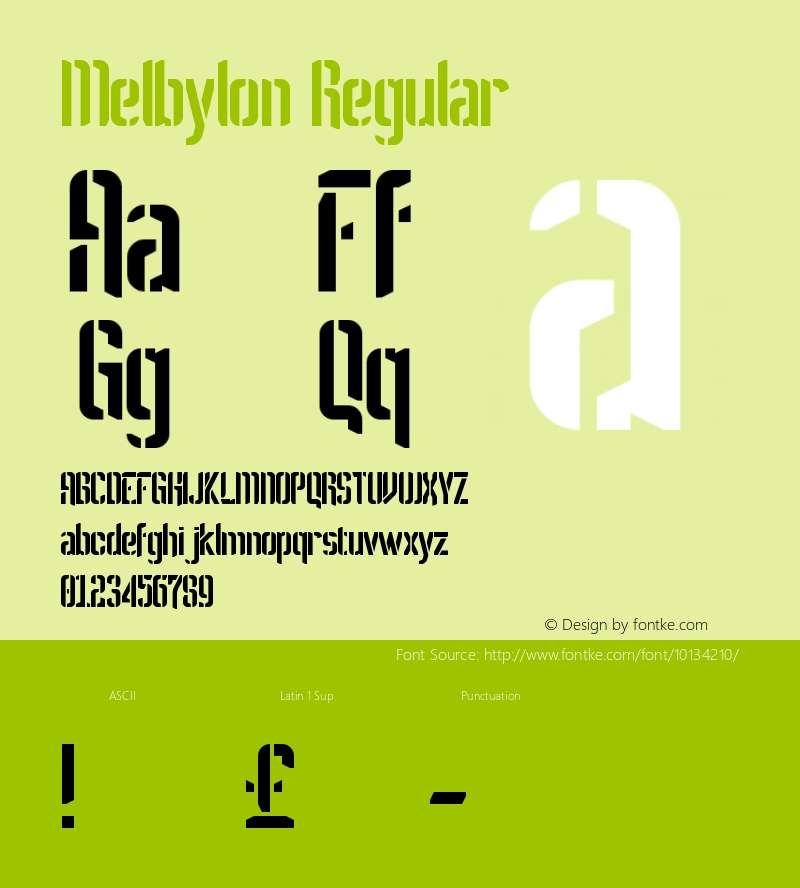 Melbylon Regular Macromedia Fontographer 4.1 2001.12.02图片样张