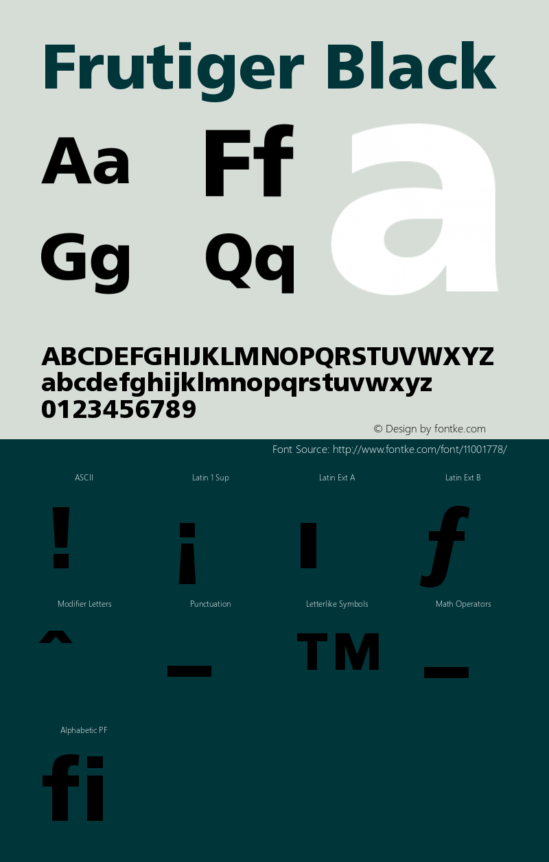 Frutiger Black Version 001.000图片样张
