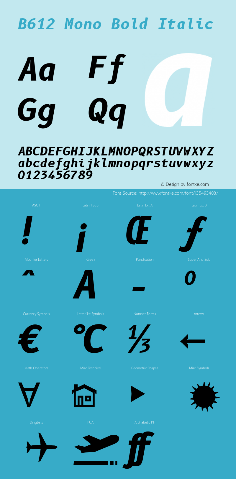 B612 Mono Bold Italic Version 1.008图片样张