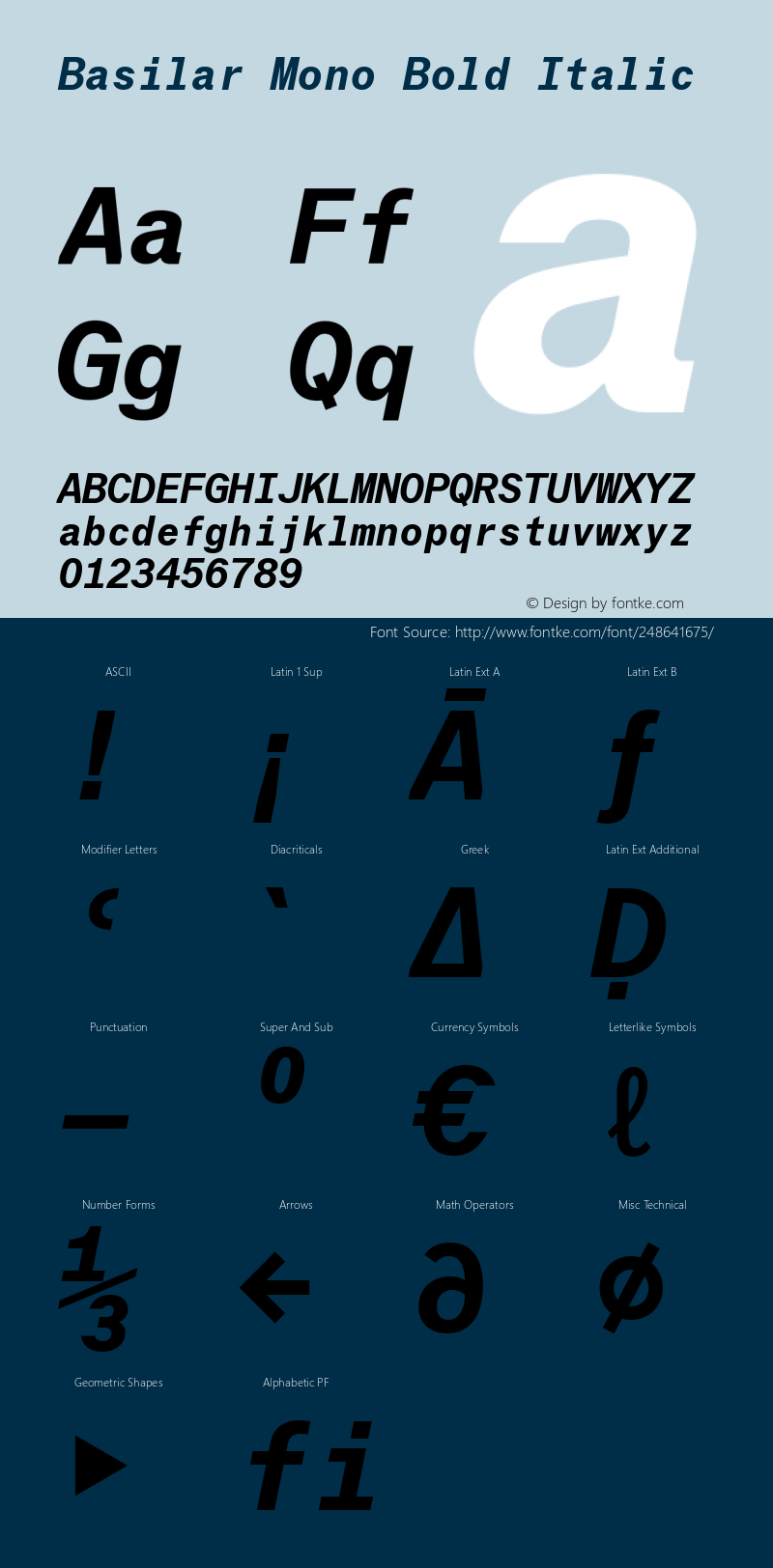 Basilar Mono Bold Italic Version 1.000图片样张