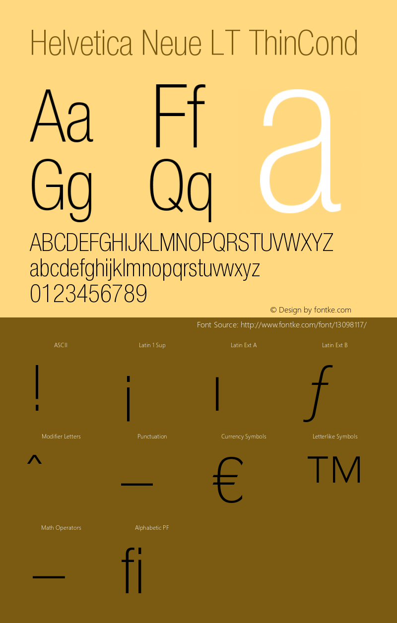 Helvetica Neue LT ThinCond Version 006.000图片样张