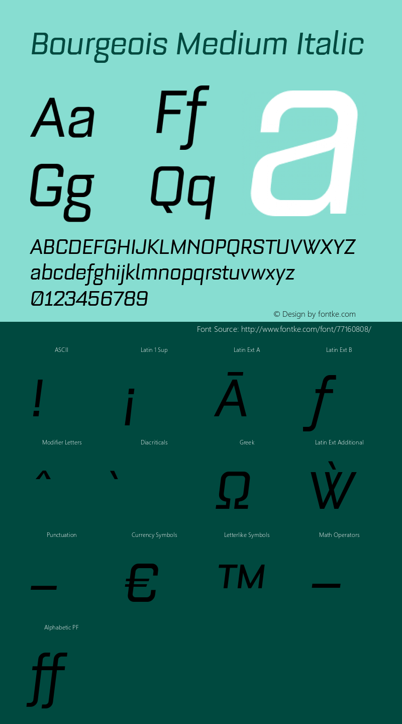 Bourgeois Medium Italic Version 1.105;PS 001.105;hotconv 1.0.88;makeotf.lib2.5.64775图片样张