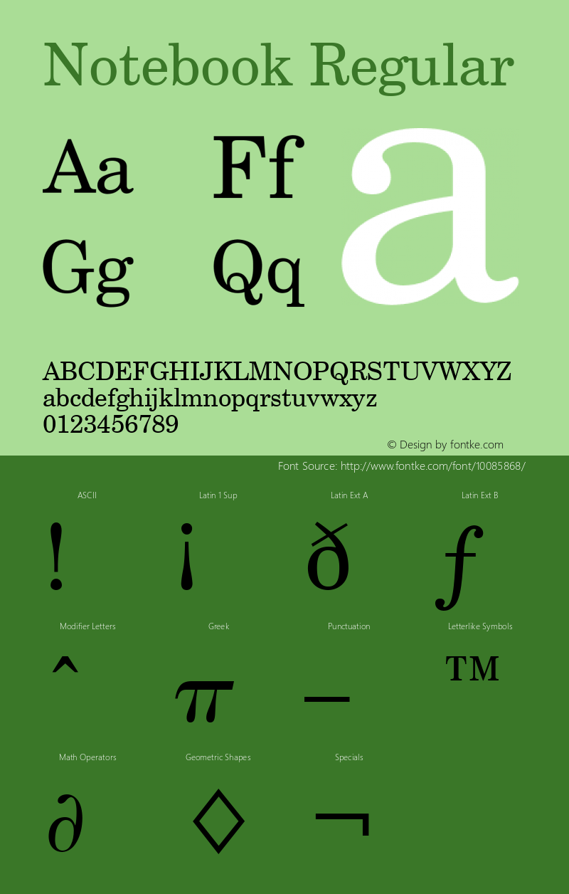 Notebook Regular Font Version 2.6; Converter Version 1.10图片样张