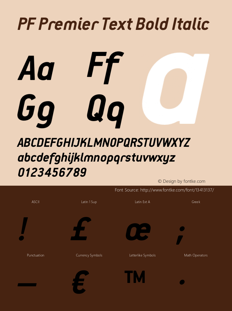 PF Premier Text Bold Italic OTF 1.000;PS 001.001;Core 1.0.34图片样张