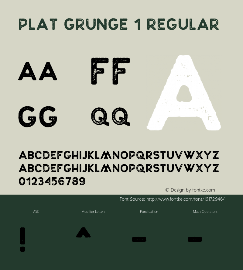 Plat Grunge 1 Regular Version 1.000;PS 001.000;hotconv 1.0.70;makeotf.lib2.5.58329图片样张