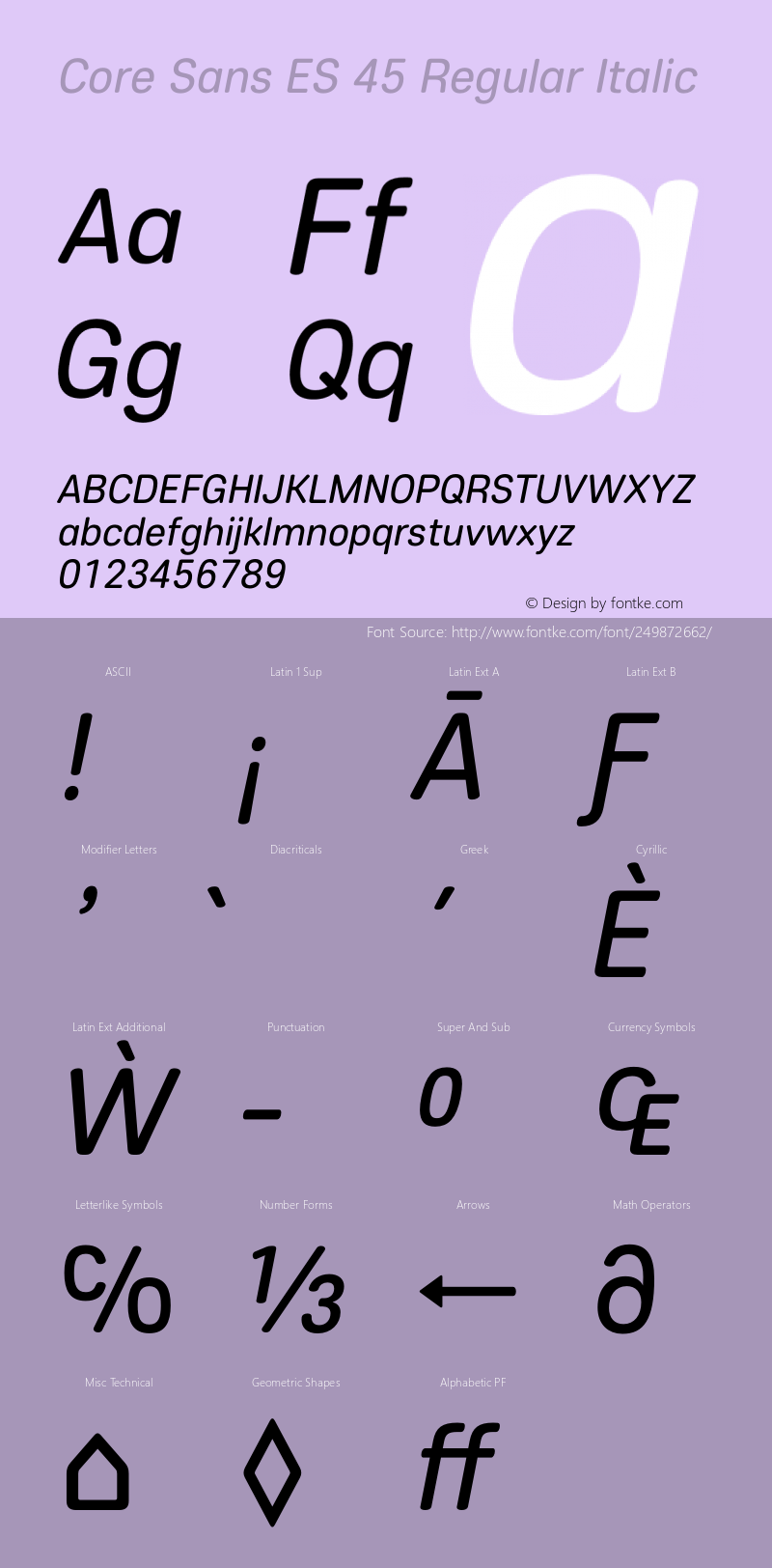 CoreSansES45RegularItalic Version 1.003图片样张