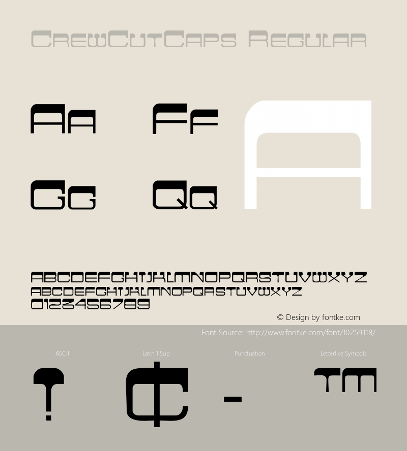 CrewCutCaps Regular Macromedia Fontographer 4.1 6/29/96图片样张