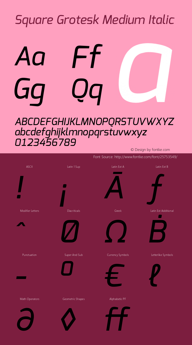 Square Grotesk Medium Italic Version 1.00图片样张