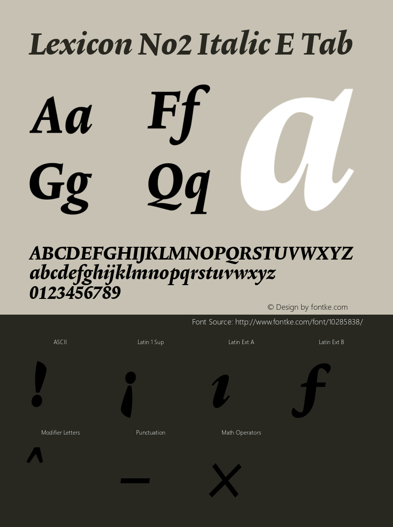 Lexicon No2 Italic E Tab 001.000图片样张