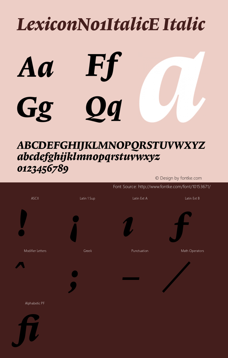 LexiconNo1ItalicE Italic Version 001.000图片样张