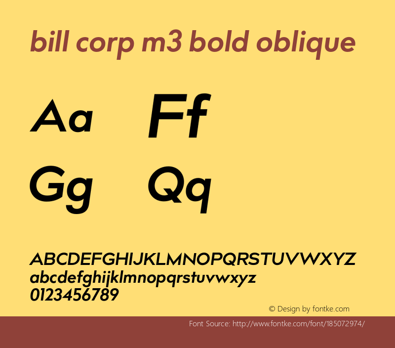 bill corp m3 bold oblique Version 1.000;PS 002.000;hotconv 1.0.70;makeotf.lib2.5.58329图片样张