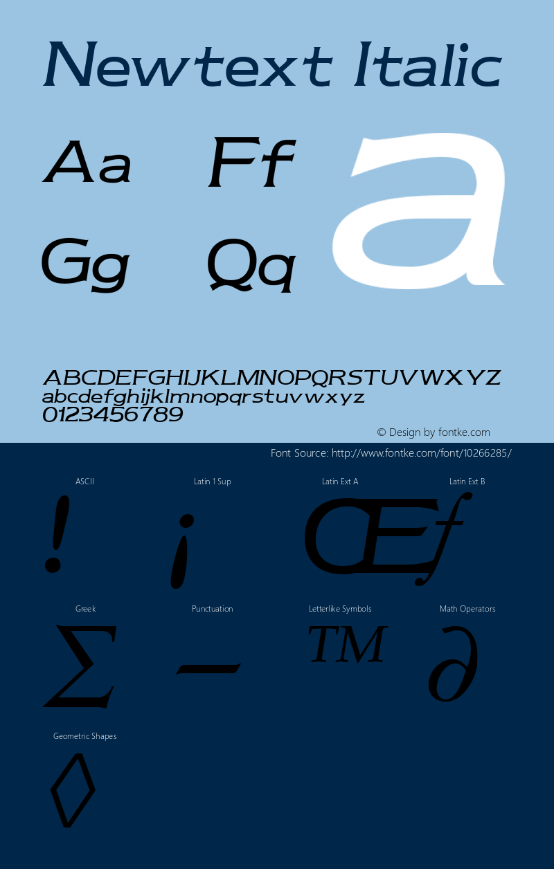 Newtext Italic Altsys Fontographer 3.5  11/25/92图片样张