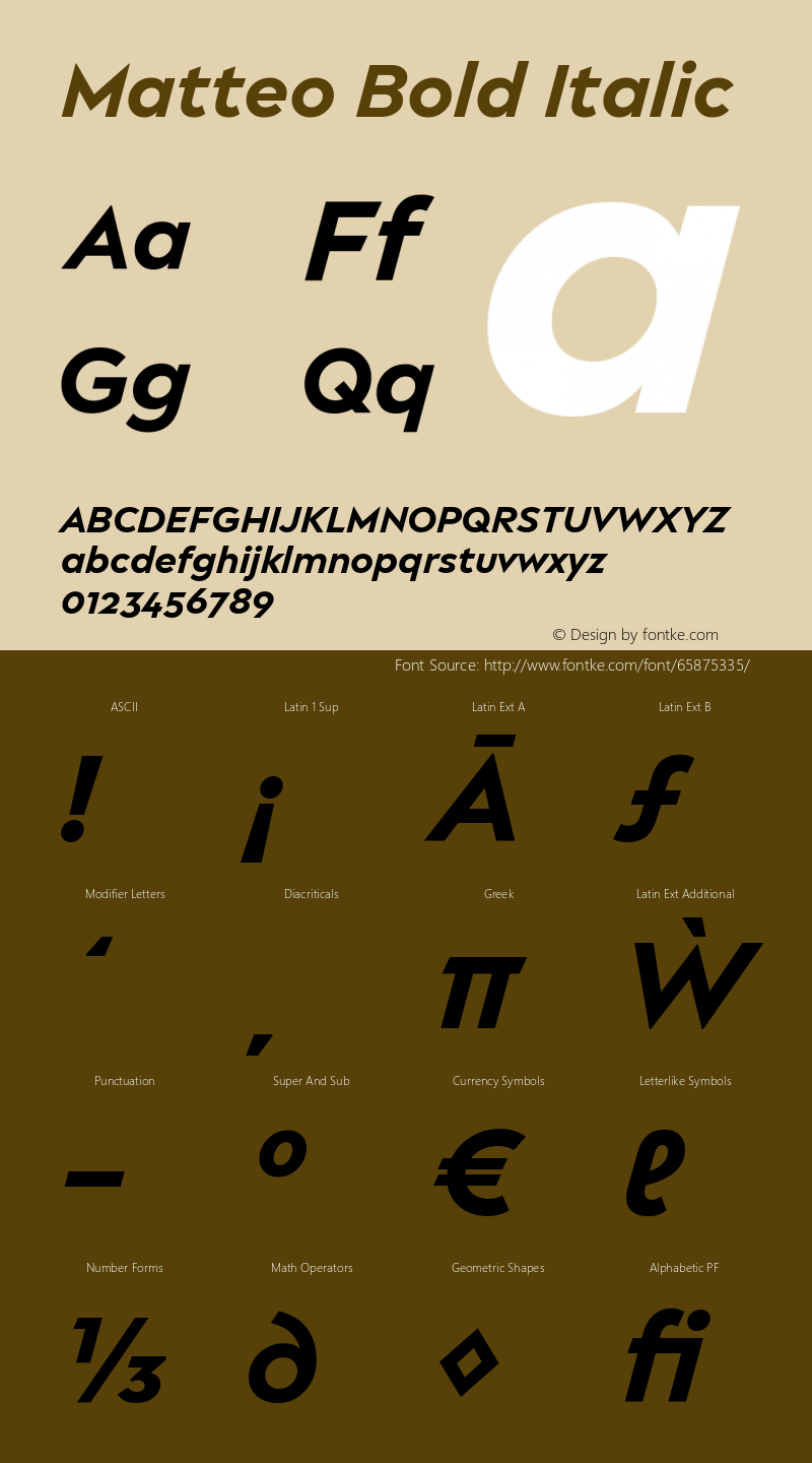 Matteo Bold Italic Version 1.0图片样张