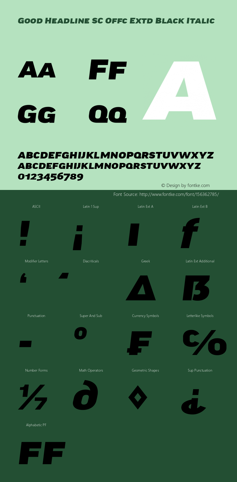 Good Head SC Offc Extd Black Italic Version 7.504; 2014; Build 1020图片样张