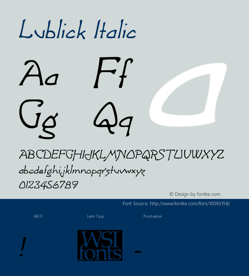 Lublick Italic The IMSI MasterFonts Collection, tm 1995, 1996 IMSI (International Microcomputer Software Inc.)图片样张