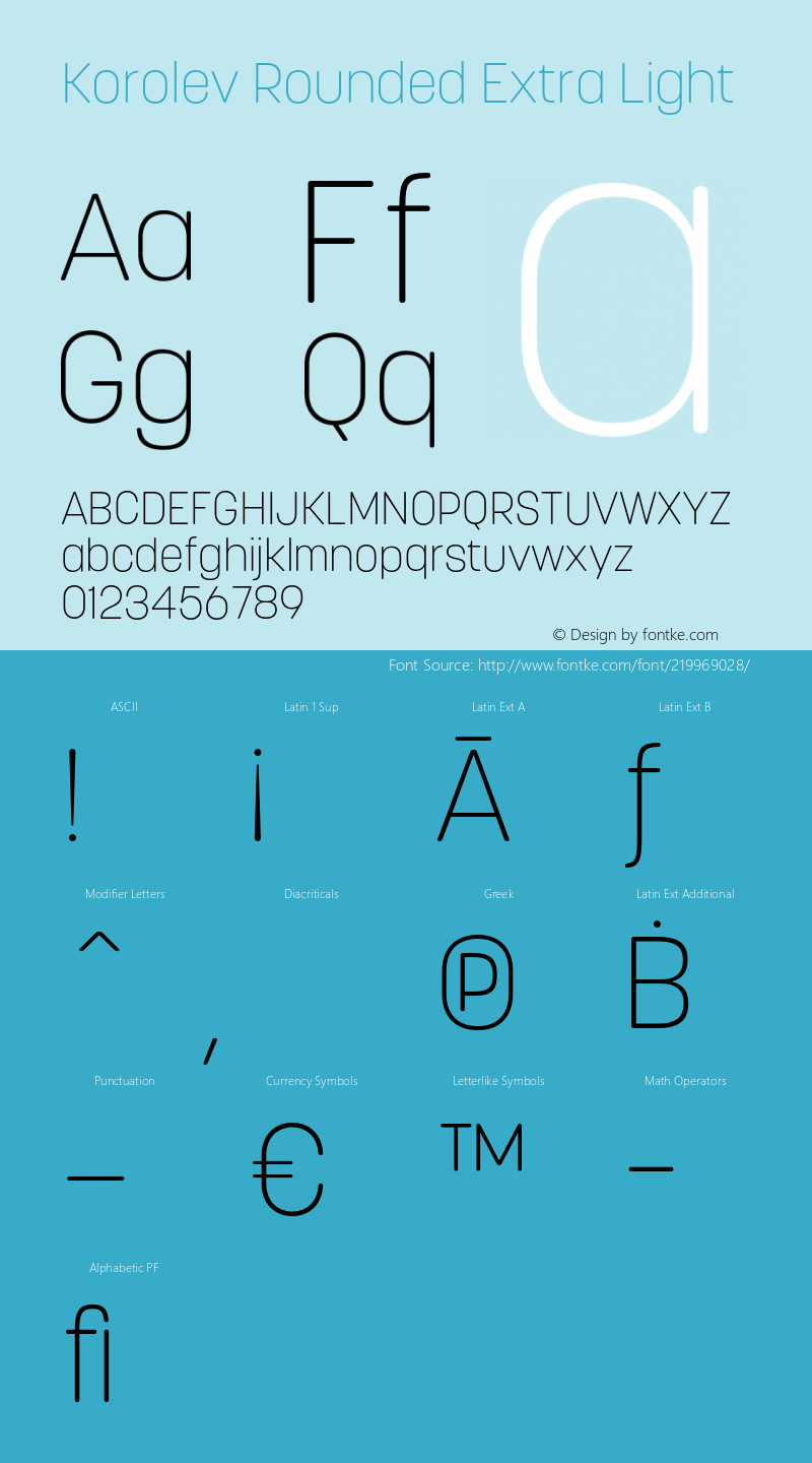 Korolev Rounded Extra Light Version 7.000;hotconv 1.0.109;makeotfexe 2.5.65596图片样张