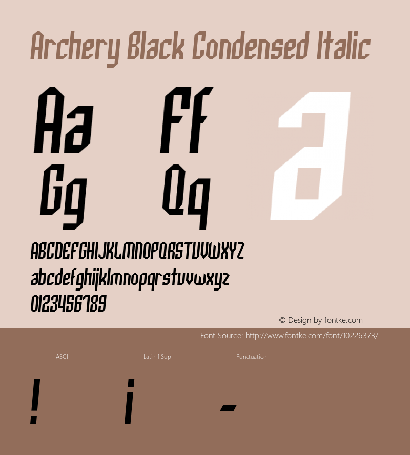 Archery Black Condensed Italic 1.0图片样张