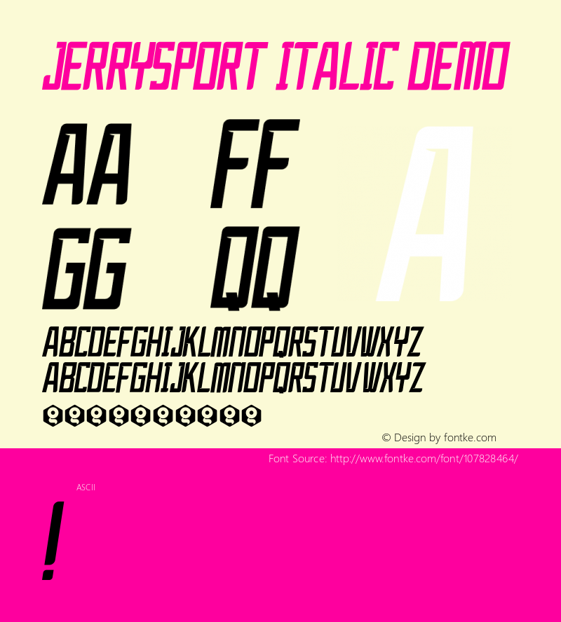 JerrySport Italic Demo Version 1.000图片样张