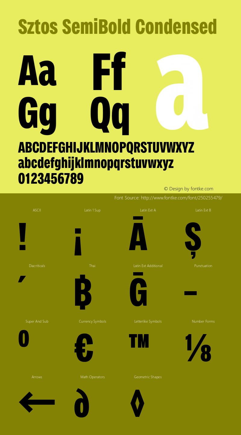 Sztos SemiBold Condensed Version 1.000;Glyphs 3.1.1 (3148)图片样张