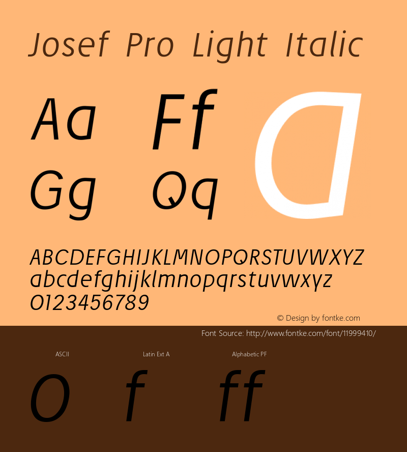 Josef Pro Light Italic Version 4.002 2006图片样张